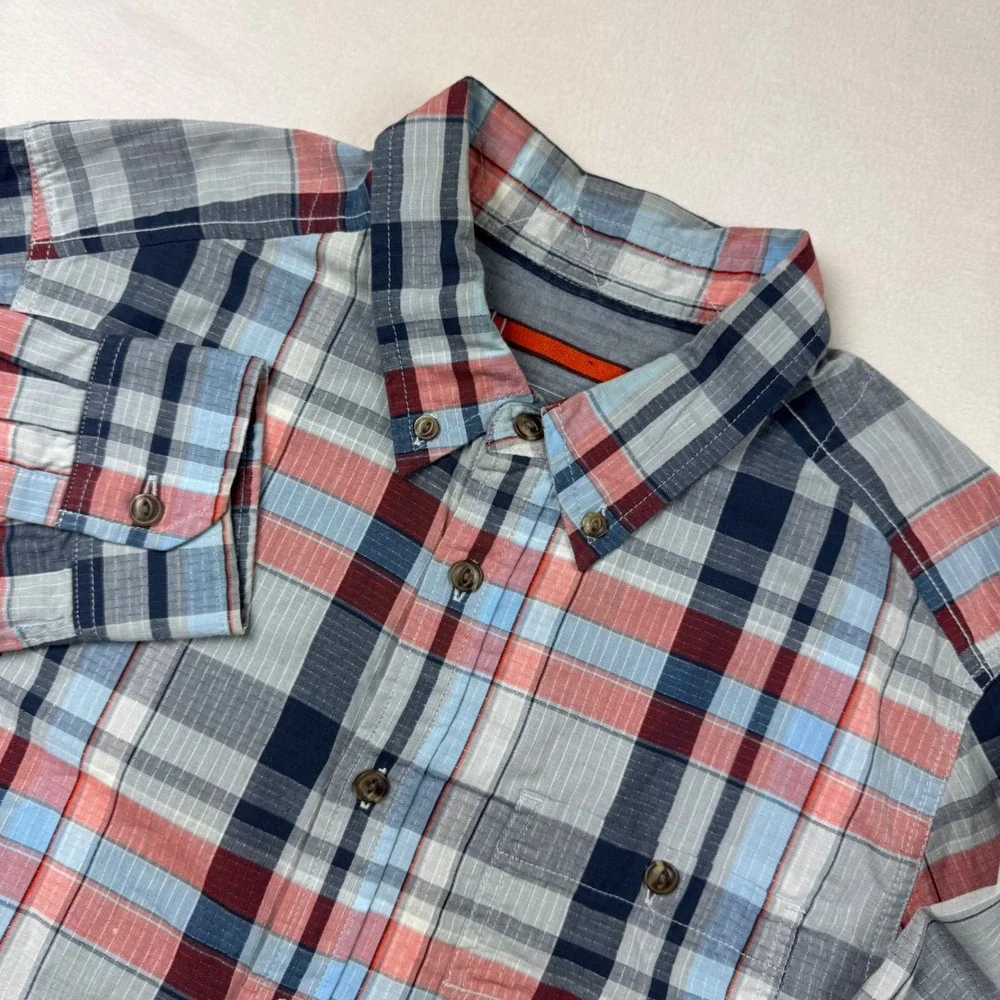 The North Face Men's Plaid Button Shirt L Ripstop Red Blue Outdoor Hiking‎